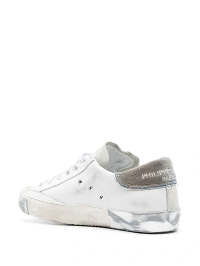 Shop Philippe Model Paris Low Sneakers - , Blue And Silver In White