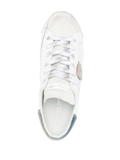 Shop Philippe Model Paris Low Sneakers - , Blue And Silver In White