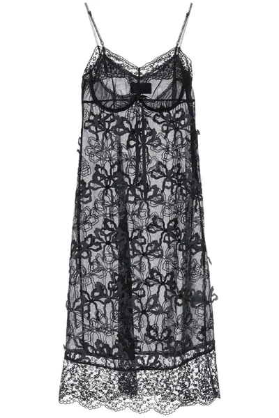 Shop Simone Rocha Embroidered Tulle Slip Dress In Black