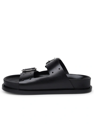 Shop Jil Sander Woman  Black Leather Sandals