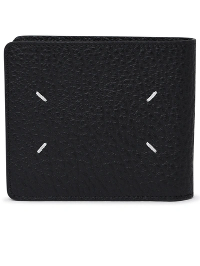 Shop Maison Margiela Man  Four Stitches Black Embossed Leather Wallet