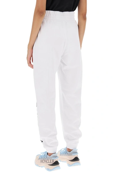 Shop Moncler Joggers With Flocked Logo Women In White