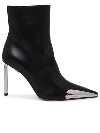 Shop Off-white Silver Allen Frame Black Leather Ankle Boots Woman