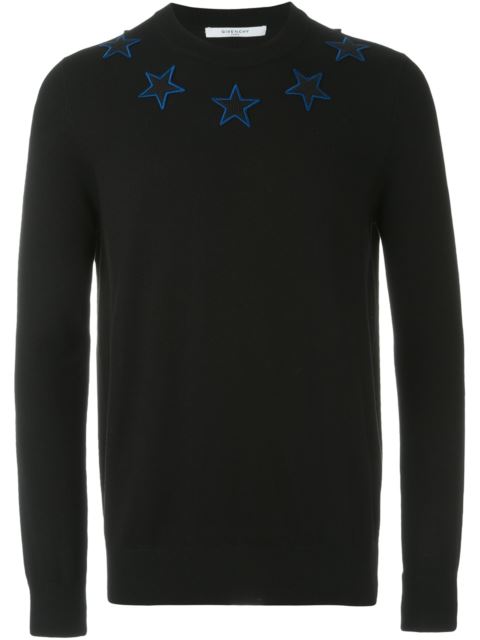 Givenchy Star Patches Wool Blend Sweater, Black | ModeSens