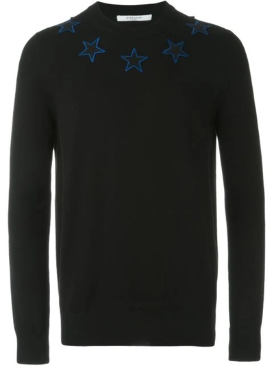 Givenchy Star Patches Wool Blend Sweater, Black