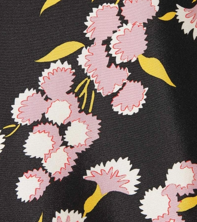 Shop Marni Floral Printed Cotton Dress In Black