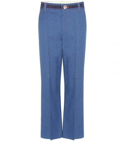 Marc Jacobs Wide Leg Jeans With Contrast Thread In Blue