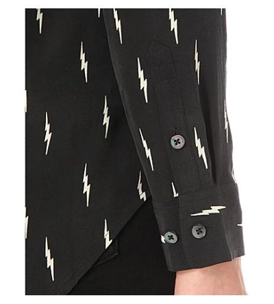 Shop Equipment Slim Signature Lightning-print Silk Shirt In True Black