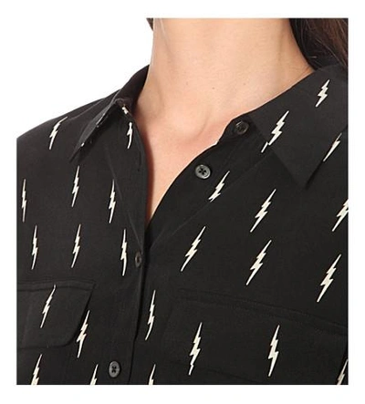 Shop Equipment Slim Signature Lightning-print Silk Shirt In True Black