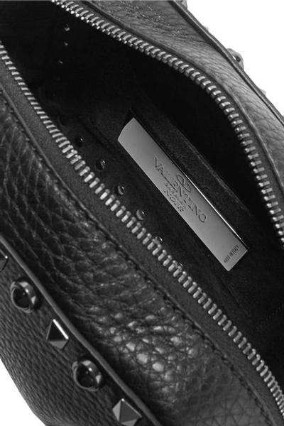 Shop Valentino The Rockstud Rolling Textured-leather Shoulder Bag