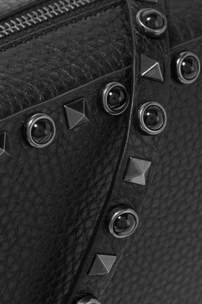 Shop Valentino The Rockstud Rolling Textured-leather Shoulder Bag