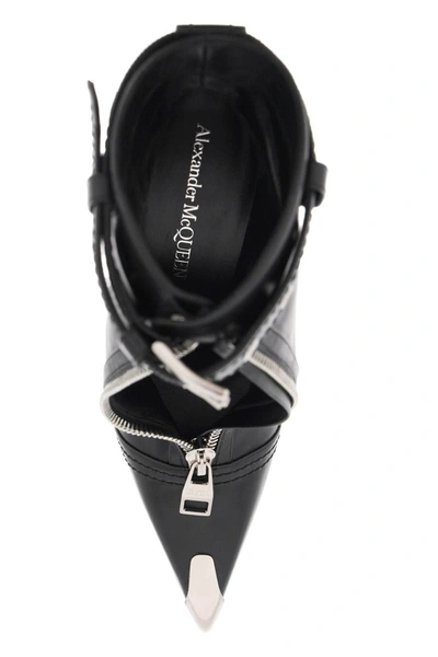 Shop Alexander Mcqueen 'slash Biker' Ankle Boots In Black