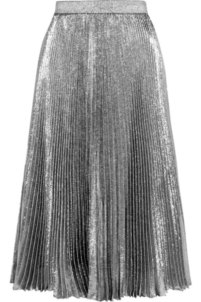 Shop Christopher Kane Pleated Silk-blend Lamé Skirt