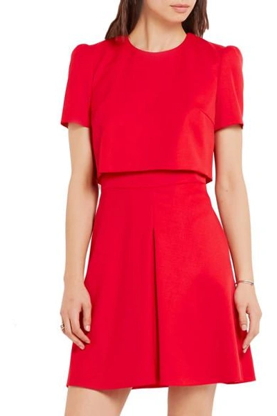 Shop Alexander Mcqueen Layered Wool-crepe Mini Dress