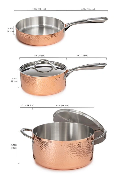 Berghoff Hammered Copper Six-piece Cookware Set In Copper Silver