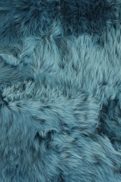 Shop Natural Milan Genuine Sheepskin Shearling Throw 24" X 36" In Teal