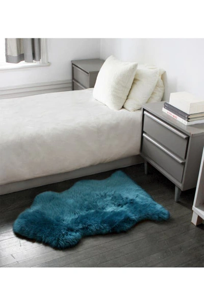 Natural Milan Genuine Sheep Shearling Single Sheepskin Rug In Teal