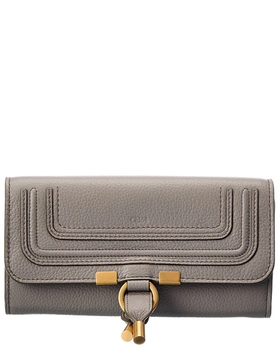 Shop Chloé Marcie Long Leather Wallet In Grey