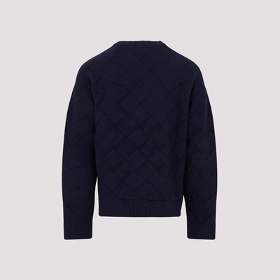 Shop Bottega Veneta Crewneck Wool Intreccio Sweater In Blue