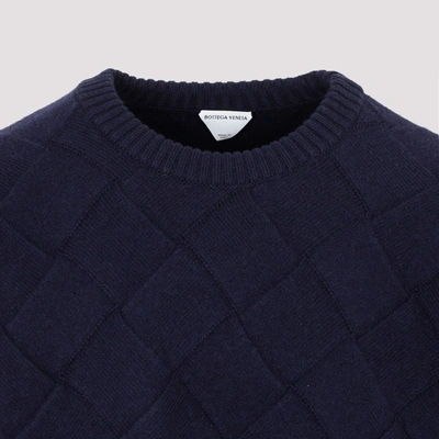 Shop Bottega Veneta Crewneck Wool Intreccio Sweater In Blue