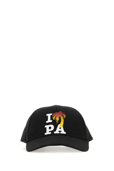 Shop Palm Angels Hats In Blackwhit