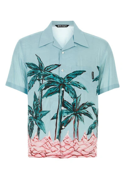 Shop Palm Angels Shirts In Lightblue
