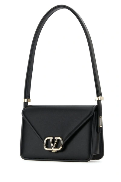 Valentino Garavani Black Leather V Logo Crossbody Bag