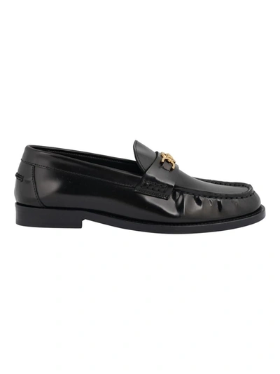 Shop Versace Loavers Shoes In Black