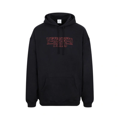 Shop Vetements Paris Logo Hoodie Sweatshirt In Black