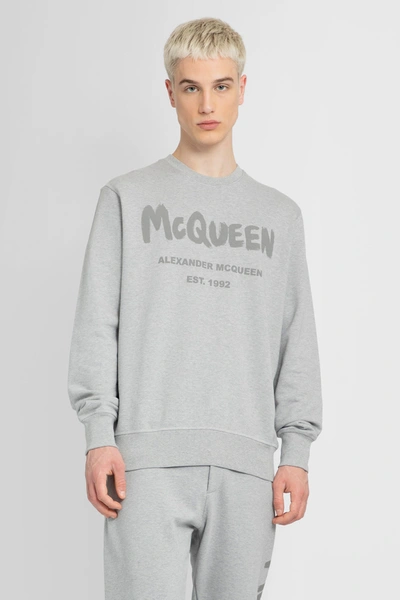 Shop Alexander Mcqueen Man Grey Sweatshirts