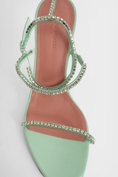 Shop Amina Muaddi Woman Green Sandals