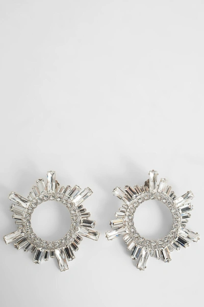 Shop Amina Muaddi Woman Silver Earrings