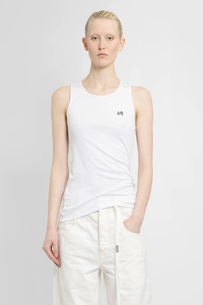 Shop Ann Demeulemeester Woman White Tank Tops