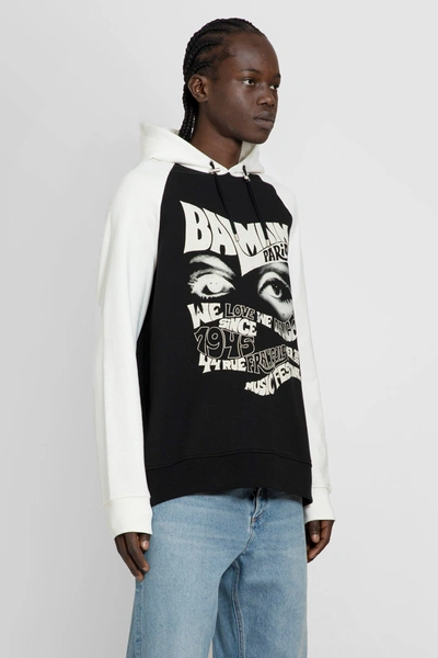 Shop Balmain Man Black&white Sweatshirts
