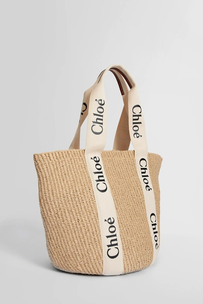 Chloé Woman Beige Tote Bags In Beige