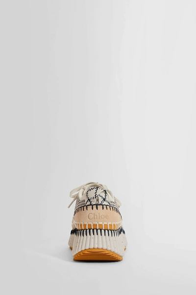 Chloé Nama Embroidered Suede And Recycled-mesh Sneakers In Beige