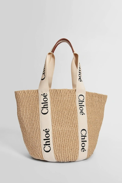Chloé Woman Beige Tote Bags In Beige