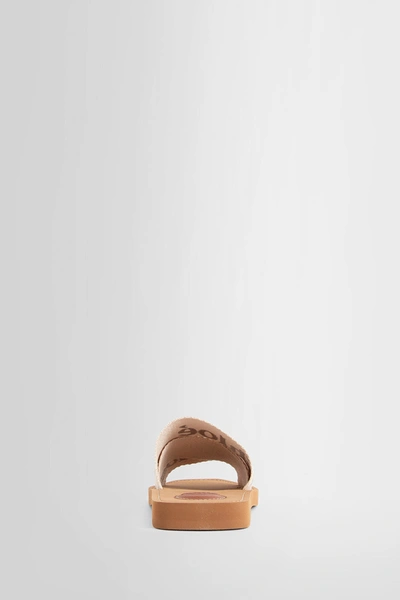 Chloé Woody Linen Flat Sandals In Neutral