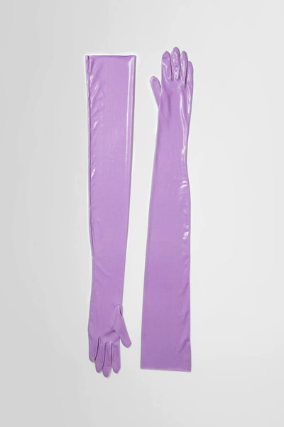 Shop Dries Van Noten Woman Purple Gloves