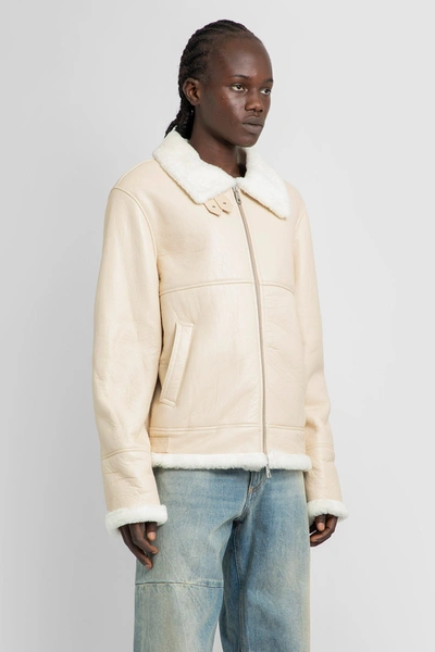 Shop Giorgio Brato Man Off-white Leather Jackets