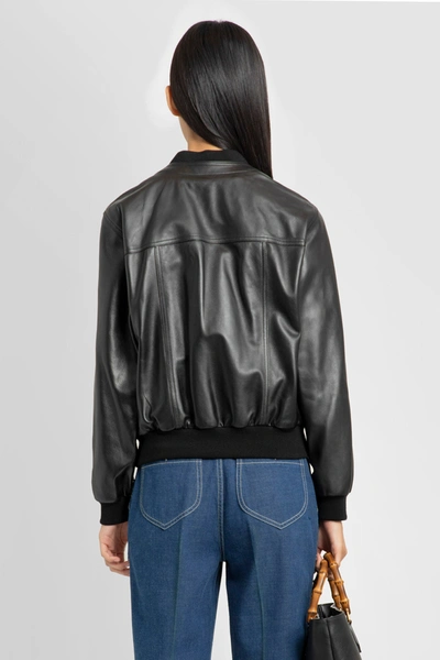 Shop Gucci Woman Black Leather Jackets