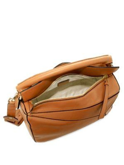 Shop Loewe Puzzle Medium Leather Shoulder Bag In Stone