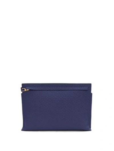 Loewe Large Logo-embossed Leather Zip Pouch In Navy