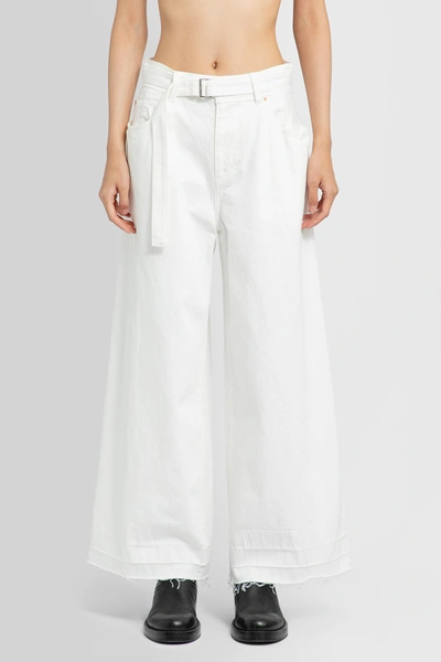 Shop Sacai Woman White Jeans