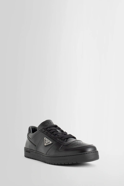 Prada Low Black Re-nylon And Leather Trainer In Black