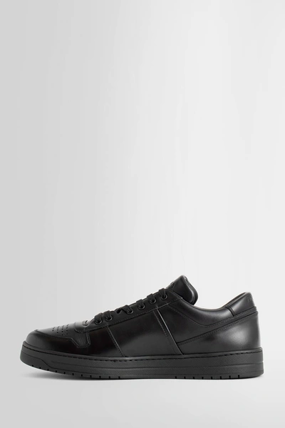 Prada Low Black Re-nylon And Leather Trainer In Black