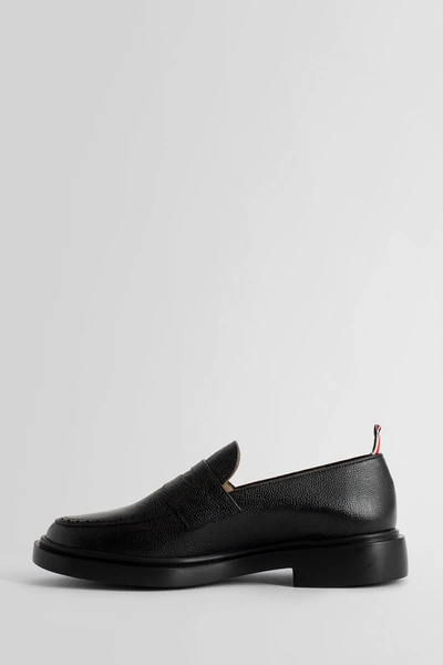 Thom Browne Black Slip-on Loafers With Loop Detail In Leather Man In Black