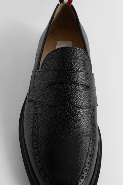 Thom Browne Black Slip-on Loafers With Loop Detail In Leather Man In Black