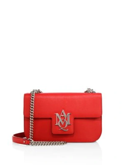 Shop Alexander Mcqueen Insignia Leather Chain Satchel In China Red