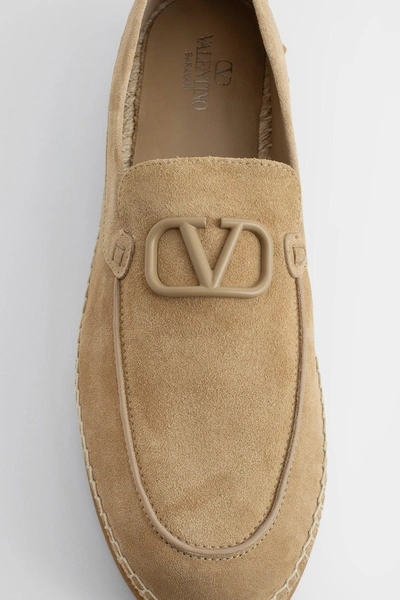 Shop Valentino Man Beige Loafers